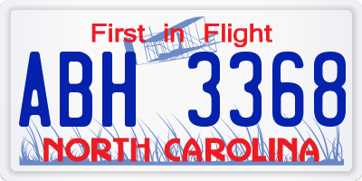 NC license plate ABH3368