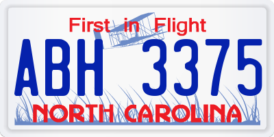 NC license plate ABH3375