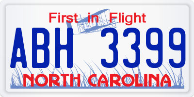 NC license plate ABH3399