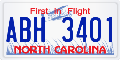 NC license plate ABH3401