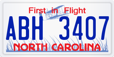 NC license plate ABH3407