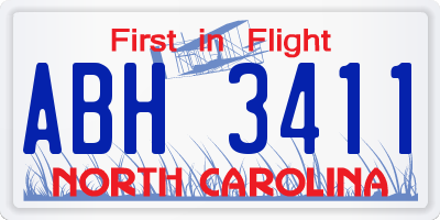 NC license plate ABH3411