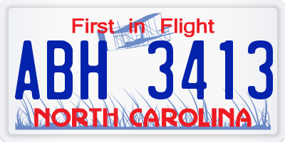 NC license plate ABH3413