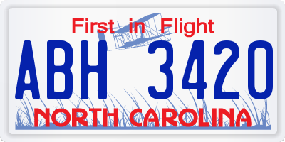 NC license plate ABH3420