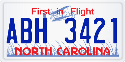 NC license plate ABH3421