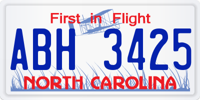 NC license plate ABH3425