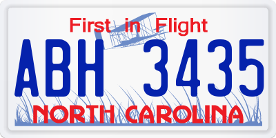 NC license plate ABH3435