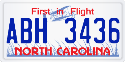 NC license plate ABH3436