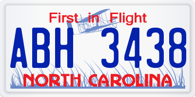 NC license plate ABH3438