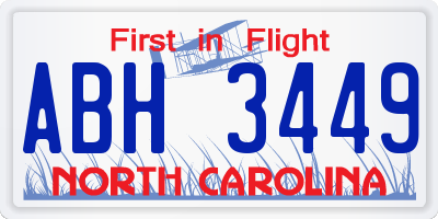 NC license plate ABH3449