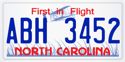 NC license plate ABH3452