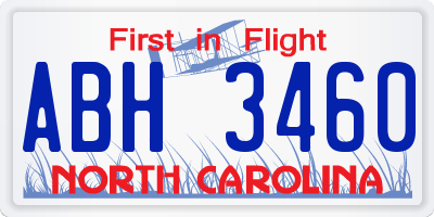 NC license plate ABH3460