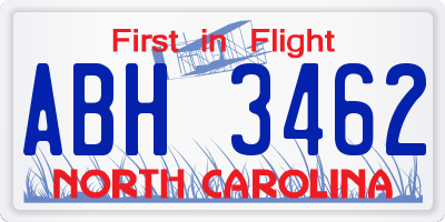 NC license plate ABH3462