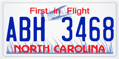 NC license plate ABH3468