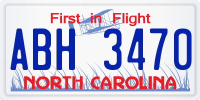 NC license plate ABH3470
