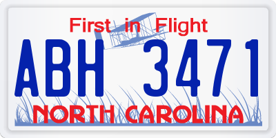 NC license plate ABH3471