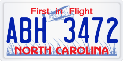 NC license plate ABH3472