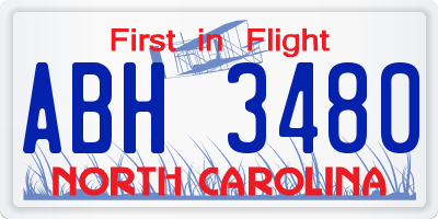 NC license plate ABH3480