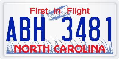 NC license plate ABH3481