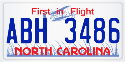 NC license plate ABH3486