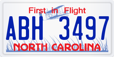 NC license plate ABH3497