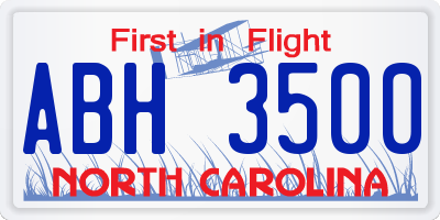 NC license plate ABH3500