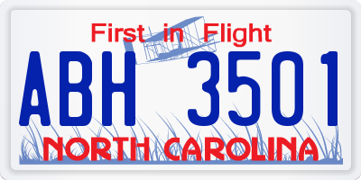 NC license plate ABH3501