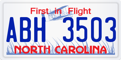 NC license plate ABH3503