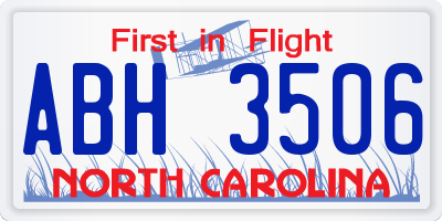 NC license plate ABH3506