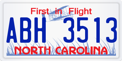 NC license plate ABH3513