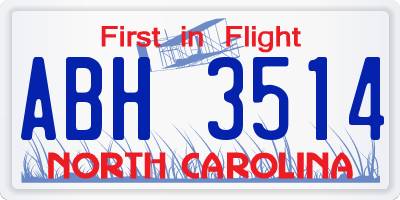 NC license plate ABH3514