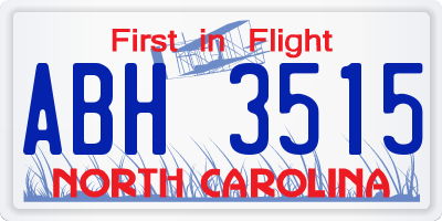 NC license plate ABH3515