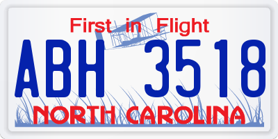 NC license plate ABH3518