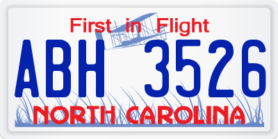 NC license plate ABH3526