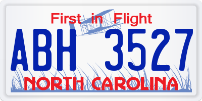 NC license plate ABH3527