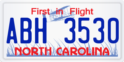 NC license plate ABH3530