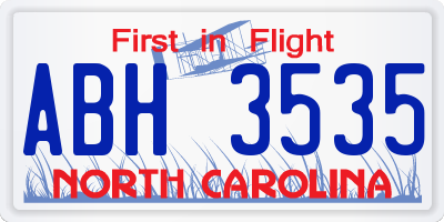 NC license plate ABH3535