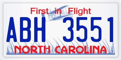 NC license plate ABH3551