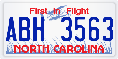 NC license plate ABH3563