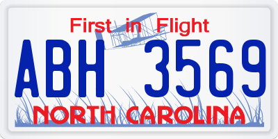 NC license plate ABH3569