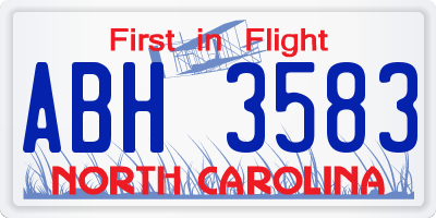 NC license plate ABH3583