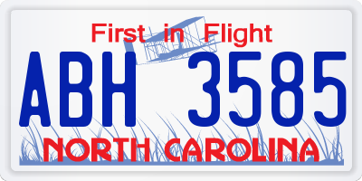 NC license plate ABH3585