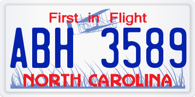 NC license plate ABH3589
