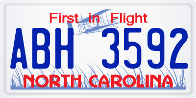 NC license plate ABH3592