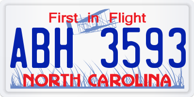 NC license plate ABH3593