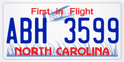 NC license plate ABH3599