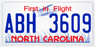 NC license plate ABH3609