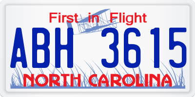 NC license plate ABH3615