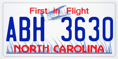 NC license plate ABH3630
