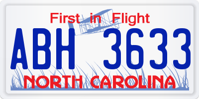 NC license plate ABH3633